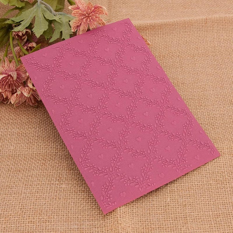 Arbuya Flowers Grid Heart Texture Plastic Embossing Folders for Card Making Scrapbooking or Paper Crafts - Image 4